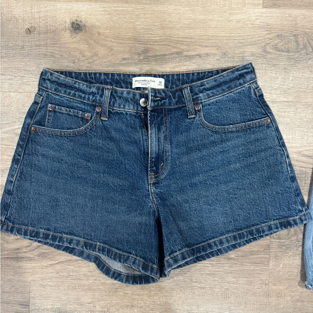 Abercrombie & Fitch mid rise a-line denim shorts
